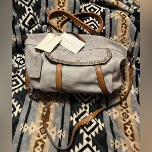Antik Kraft NWT Vegan Leather Shoulder Bag in Gray and Brown